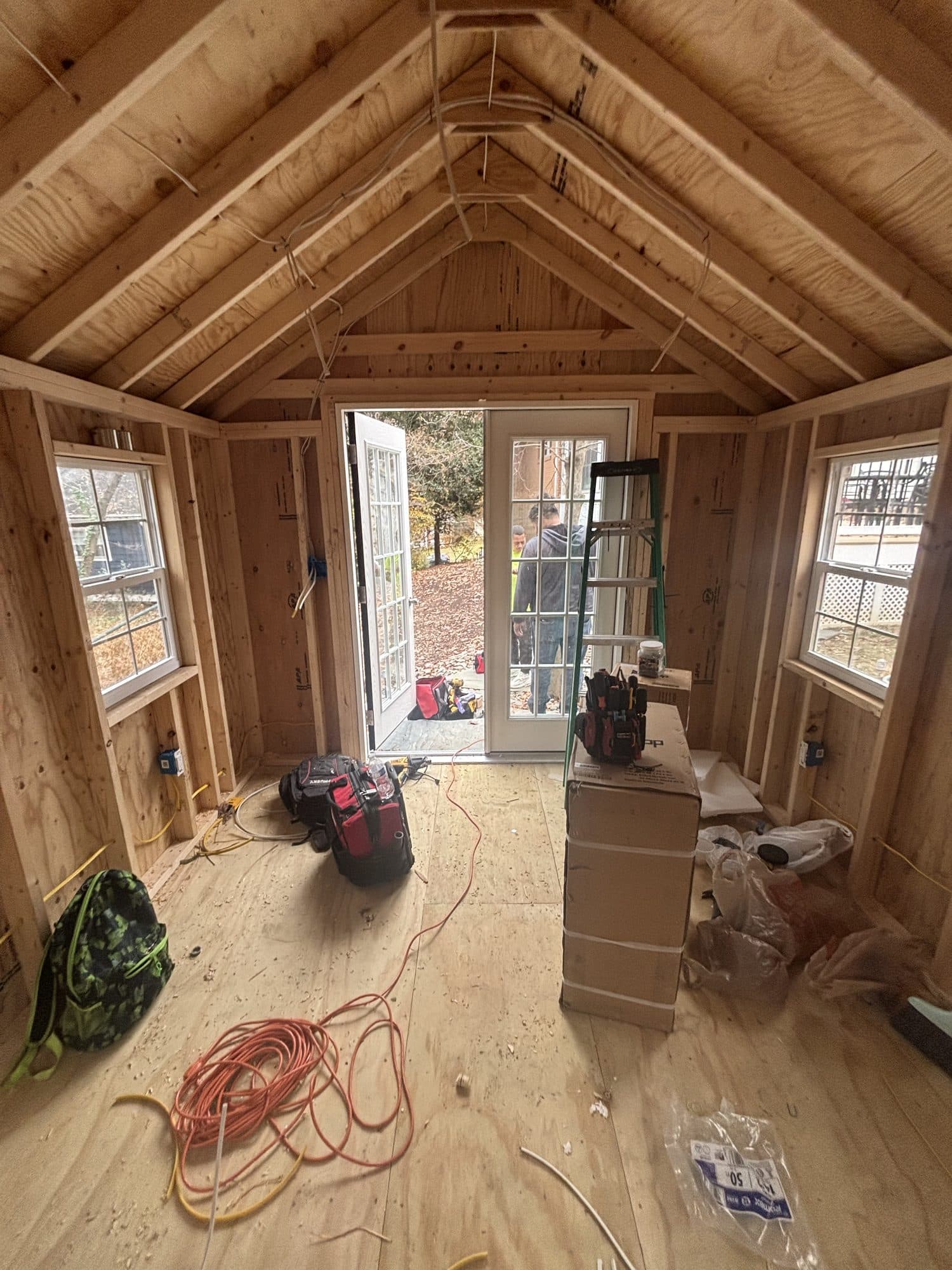 Interior sunroom addition french doors. Home addition project by Potts Brothers Construction, Arlington & Northern Virginia