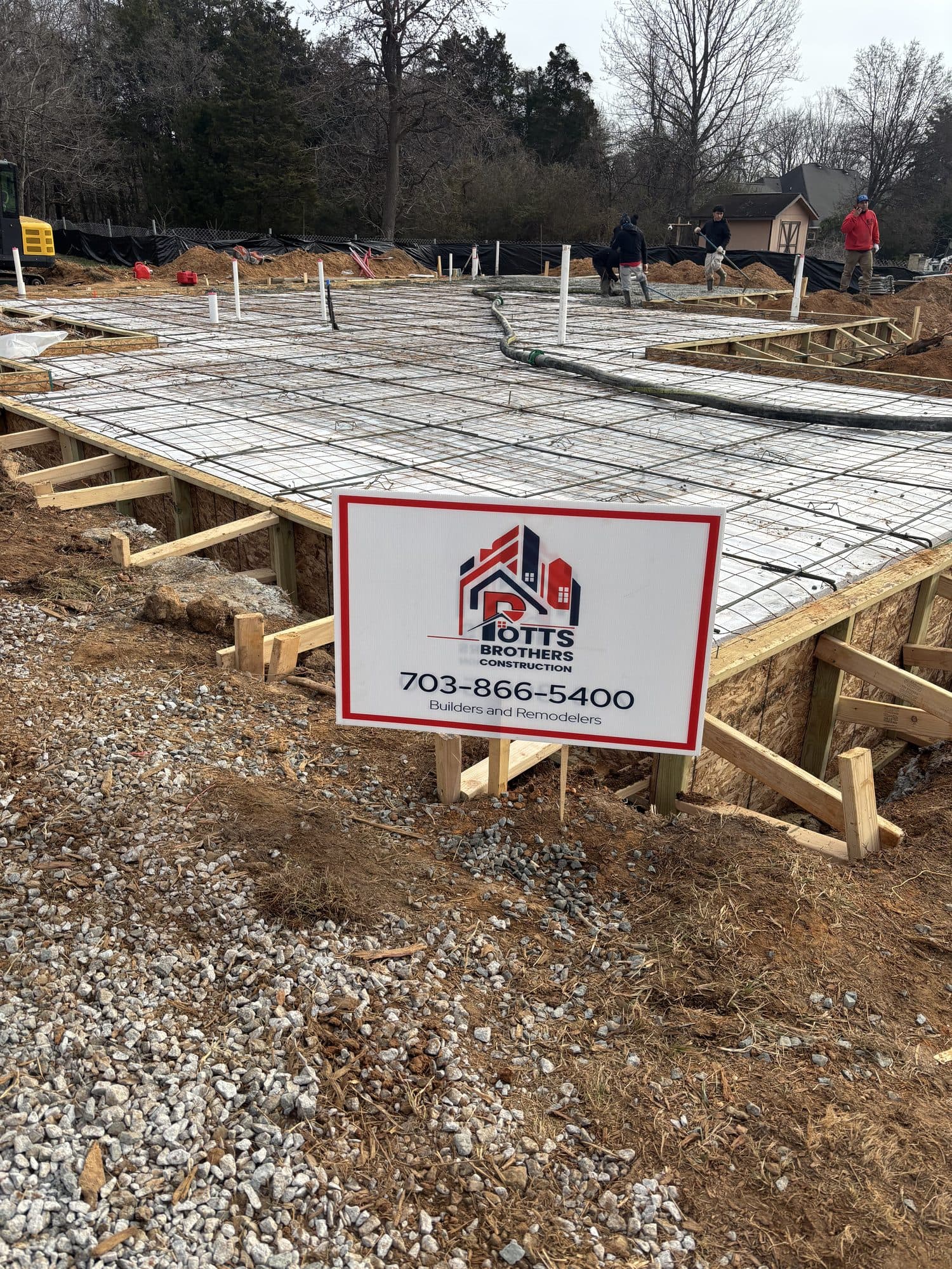 Rebar mat formwork concrete slab. Foundation project by Potts Brothers Construction, Arlington & Northern Virginia