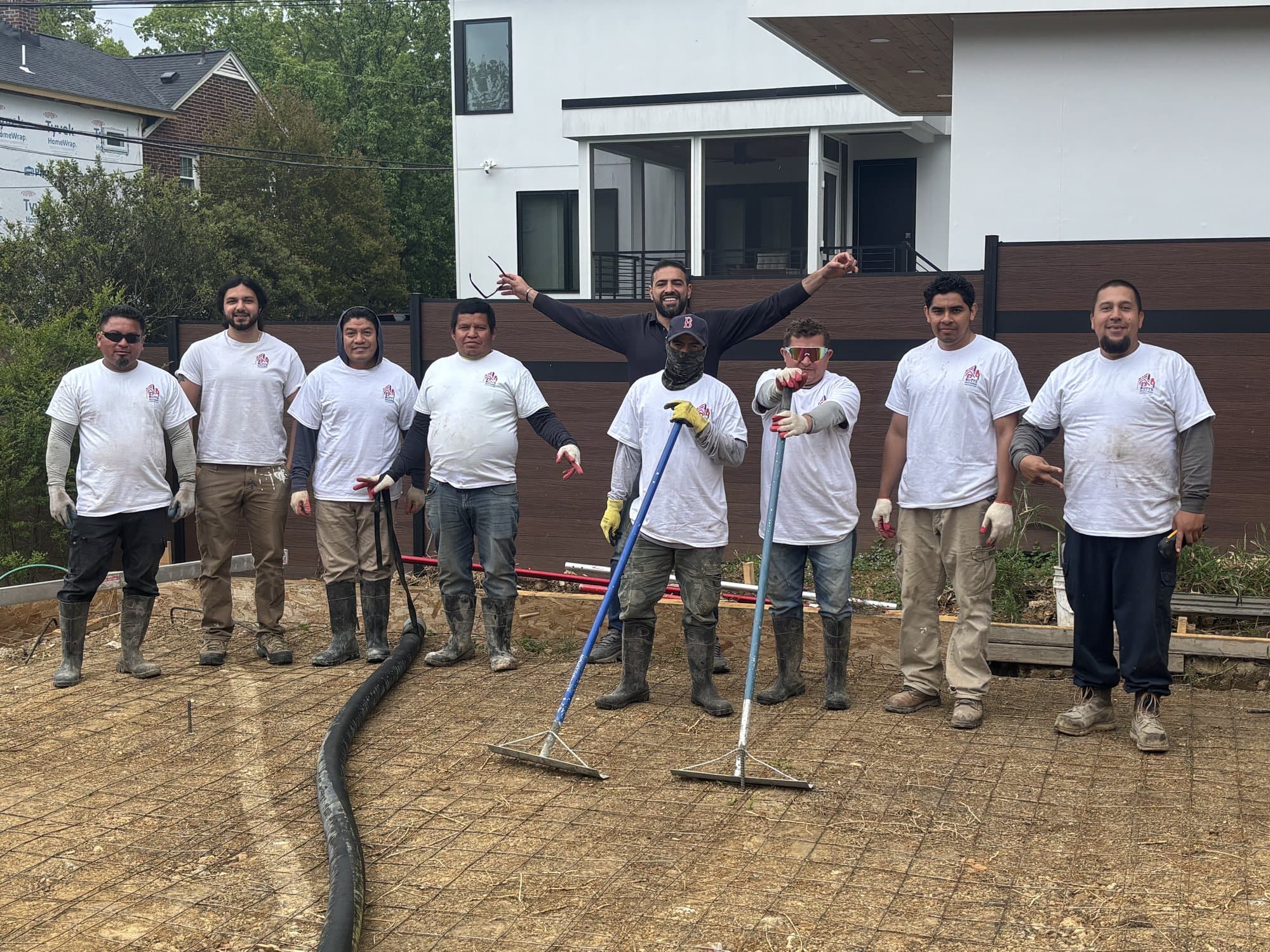 The Potts Brothers Construction team together on a job site in Northern Virginia